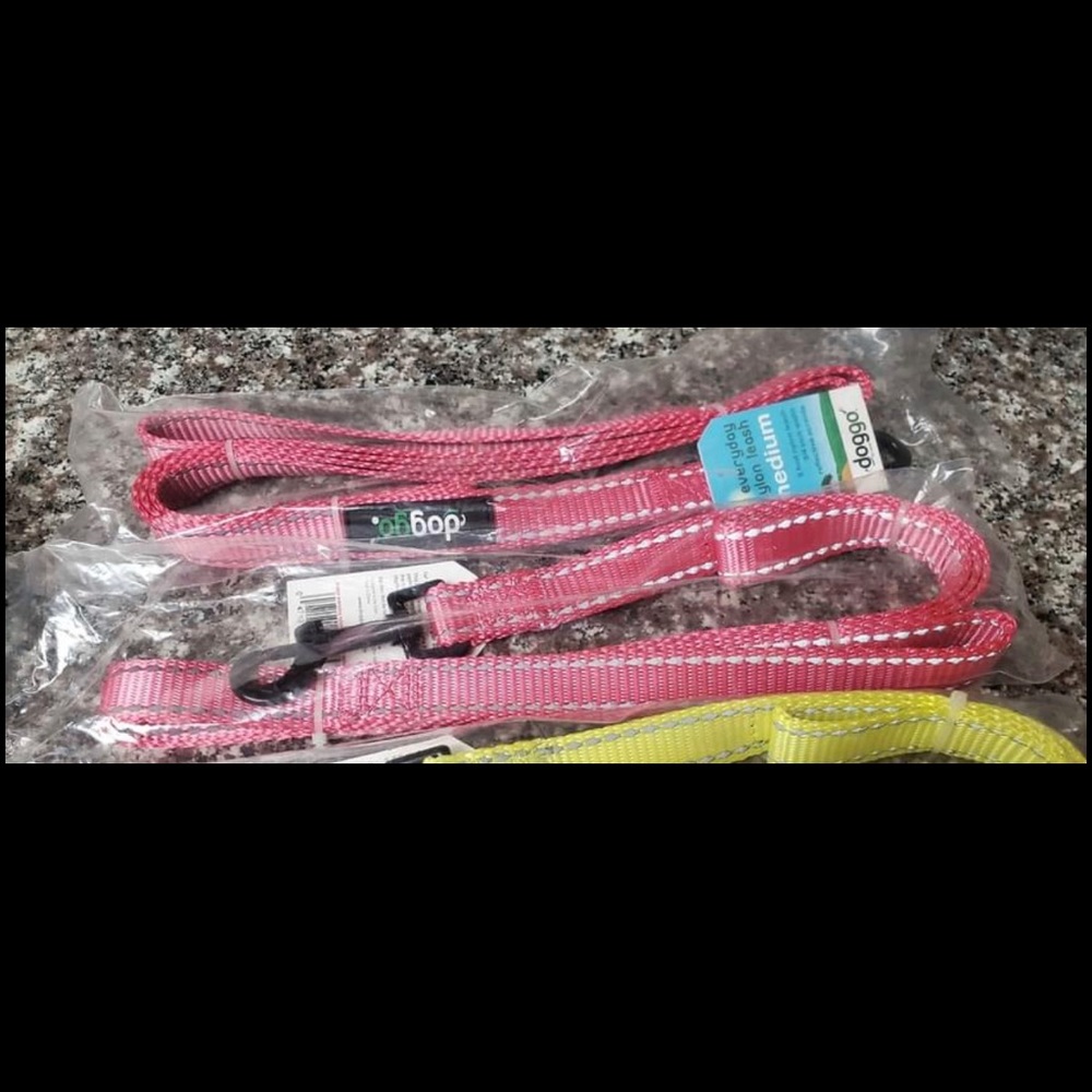Neon Pink 5’ dog leash with reflective stitching